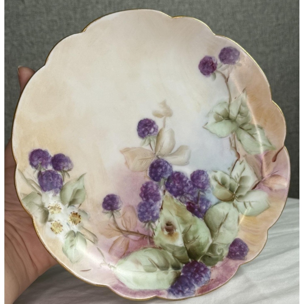 Antique 8in Rosenthal Bavaria‎ Germany Plate Blackberries Floral 1920s 1930s